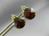 ESTATE 4.08CT DIAMOND & AAA GARNET 14KT YELLOW GOLD CLUSTER STUD EARRINGS #20871