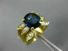 ESTATE LARGE 3.10CT DIAMOND & AAA SAPPHIRE 18K YELLOW GOLD 3 ROW ENGAGEMENT RING
