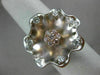 ESTATE LARGE .60CT WHITE & PINK DIAMOND 18K WHITE & PINK GOLD 3D FLOWER FUN RING