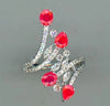 LARGE 2.24CT DIAMOND & AAA RUBY 14K WHITE GOLD MULTI SHAPE CRISS CROSS LOVE RING