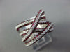 LARGE 2.76CT DIAMOND & AAA RUBY 18K WHITE GOLD 3D MULTI ROW CRISS CROSS FUN RING