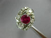 ANTIQUE WIDE 2.04CT DIAMOND & AAA RUBY PLATINUM 3D THREE STONE ANNIVERSARY RING