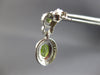 2.25CT DIAMOND & AAA PERIDOT 14KT WHITE GOLD OVAL & ROUND HALO HANGING EARRINGS