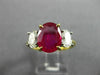 ESTATE 3.60CT DIAMOND & AAA RUBY 18K YELLOW GOLD & PLATINUM OVAL ENGAGEMENT RING