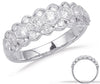 WIDE .79CT DIAMOND 14KT WHITE GOLD 3D 3 ROW FILIGREE MILGRAIN ANNIVERSARY RING