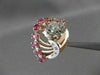 ANTIQUE 1.69CT OLD MINE DIAMOND RUBY 14K W ROSE GOLD FLOWER COCKTAIL RING #21009