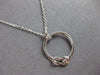 ESTATE .03CT DIAMOND 14KT WHITE GOLD SOLITAIRE LOVE KNOT CIRCLE OF LIFE NECKLACE