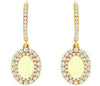 1.85CT DIAMOND & AAA OPAL 14KT YELLOW GOLD 3D OVAL DOUBLE HALO HANGING EARRINGS