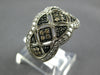 .76CT WHITE BLACK & MOCHA DIAMOND 14KT WHITE GOLD 3D SQUARE TRIANGULAR FUN RING