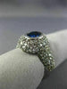 ESTATE WIDE 2.50CT DIAMOND & SAPPHIRE 14KT WHITE GOLD BEZEL HALO ENGAGEMENT RING