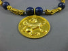 ESTATE LARGE AAA LAPIS 18KT YELLOW GOLD 3D CLASSIC FILIGREE DRAGON FUN NECKLACE