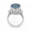 LARGE 10.53CT DIAMOND & AAA AQUAMARINE 18K WHITE GOLD 3D CUSHION ENGAGEMENT RING