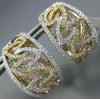 ESTATE LARGE 1.71CT DIAMOND 18K TRI COLOR GOLD 3D LEAF FILIGREE CLIP ON EARRINGS