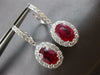 LARGE 6.37CT DIAMOND & AAA RUBY 18KT WHITE GOLD 3D OVAL & ROUND HANGING EARRINGS