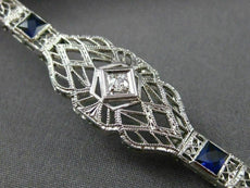 ANTIQUE 1.22CT DIAMOND & AAA SAPPHIRE 14K WHITE GOLD 3D FILIGREE BRACELET #21631