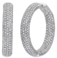 2.99CT DIAMOND 18KT WHITE GOLD 3D CLASSIC MULTI ROW INSIDE OUT HANGING EARRINGS