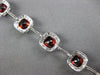 LARGE 9.47CT DIAMOND & AAA GARNET 14KT WHITE GOLD CUSHION & ROUND HALO BRACELET