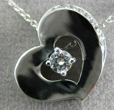 ESTATE .35CT DIAMOND 14KT WHITE GOLD 3D SOLITAIRE FLOATING HEART PENDANT #16921
