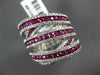 EXTRA LARGE 5.40CT DIAMOND & AAA RUBY 18KT WHITE GOLD 3D MULTI ROW COCKTAIL RING
