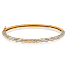 3.47CT DIAMOND 18K ROSE GOLD ROUND MULTI ROW SEMI ETERNITY CUFF BANGLE BRACELET