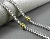 ESTATE LONG 14KT WHITE & YELLOW GOLD ITALIAN BEAD BY THE YARD NECKLACE #22905