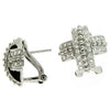 ESTATE .43CT DIAMOND 14KT WHITE GOLD 3D CRISS CROSS PLUS BEADED CLIP ON EARRINGS