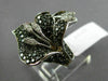 ESTATE LARGE 2.0CT BLACK & WHITE DIAMOND 14K WHITE & BLACK GOLD FLOWER LEAF RING