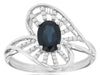 1.11CT DIAMOND & AAA SAPPHIRE 14KT WHITE GOLD 3D OVAL & ROUND FLOWER FUN RING