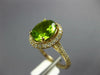 LARGE 3.40CT DIAMOND & AAA PERIDOT 14KT YELLOW GOLD 3D OVAL HALO ENGAGEMENT RING