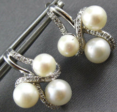 .05CT DIAMOND & AAA SOUTH SEA PEARL 14KT WHITE GOLD LOVE KNOT HANGING EARRINGS