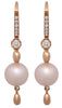 ESTATE .22CT DIAMOND & AAA PINK SOUTH SEA PEARL 18K ROSE GOLD LEVERBACK EARRINGS