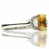 ESTATE LARGE 1.87CT WHITE & FANCY YELLOW DIAMOND 18K 2 TONE GOLD ENGAGEMENT RING