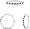 .60CT DIAMOND & AAA SAPPHIRE 14KT WHITE GOLD ROUND WEDDING BAND ANNIVERSARY RING