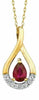 ESTATE .56CT DIAMOND & AAA RUBY 14KT YELLOW GOLD 3D ROUND & PEAR SHAPE PENDANT