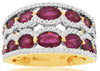 4.2CT DIAMOND & AAA RUBY 14K YELLOW GOLD OVAL & ROUND MULTI ROW ANNIVERSARY RING