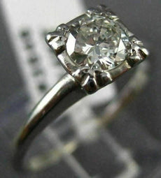 ANTIQUE .75CT OLD MINE DIAMOND 14K WHITE GOLD 3D FISHTAIL ENGAGEMENT RING #3546