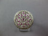 LARGE .80CT DIAMOND & AAA PINK SAPPHIRE 18K WHITE GOLD FLOWER FILIGREE LOVE RING