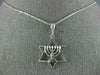 ESTATE 14KT WHITE GOLD 3D CLASSIC STAR OF DAVID MENORAH FLOATING PENDANT #777