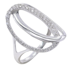 ESTATE LARGE .33CT DIAMOND 14KT WHITE GOLD 3D DOUBLE OVAL LOVE KNOT FUN RING