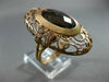 ANTIQUE MASSIVE 12.0CT AAA SMOKY TOPAZ 14K ROSE GOLD 3D OPEN FILIGREE OVAL RING