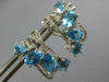 LARGE 5.5CT DIAMOND & AAA BLUE TOPAZ 14K WHITE GOLD MULTI SHAPE HANGING EARRINGS