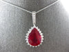 LARGE 12.63CT DIAMOND & AAA RUBY 14K WHITE GOLD PEAR SHAPE & ROUND PENDANT 28019