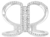 ESTATE LARGE .43CT DIAMOND 14KT WHITE GOLD CLASSIC BAR LOVE KNOT FUN RING
