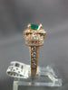 WIDE 1.39CT DIAMOND & AAA EMERALD 14K ROSE GOLD PRINCESS & ROUND ENGAGEMENT RING