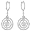 2.05CT DIAMOND 18KT WHITE GOLD 3D FLOWER DOUBLE CIRCULAR HUGGIE HANGING EARRINGS