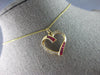 ESTATE .50CT DIAMOND & AAA RUBY 14KT YELLOW GOLD 3D OPEN HEART FLOATING PENDANT