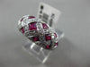 ESTATE WIDE 2.05CT DIAMOND & RUBY 14KT WHITE GOLD CRISS CROSS WOVEN ETOILE RING