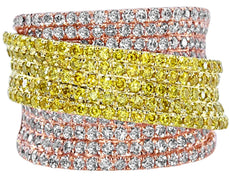 3.16CT PINK & FANCY YELLOW DIAMOND 18KT YELLOW & ROSE GOLD 3D ANNIVERSARY RING