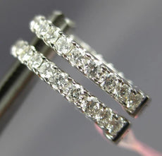 ESTATE WIDE .82CT DIAMOND 14K WHITE GOLD INSIDE OUT OVAL HUGGIE HANGING EARRINGS