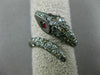ESTATE LARGE .24CT MULTI COLOR DIAMOND & AAA RUBY 18KT BLACK GOLD SNAKE FUN RING